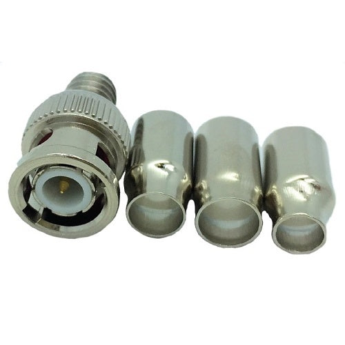 PRO 0E-BNCCRIMPC BNC Universal Plug Crimp Connectors, 50 Ohms, 100-Pack