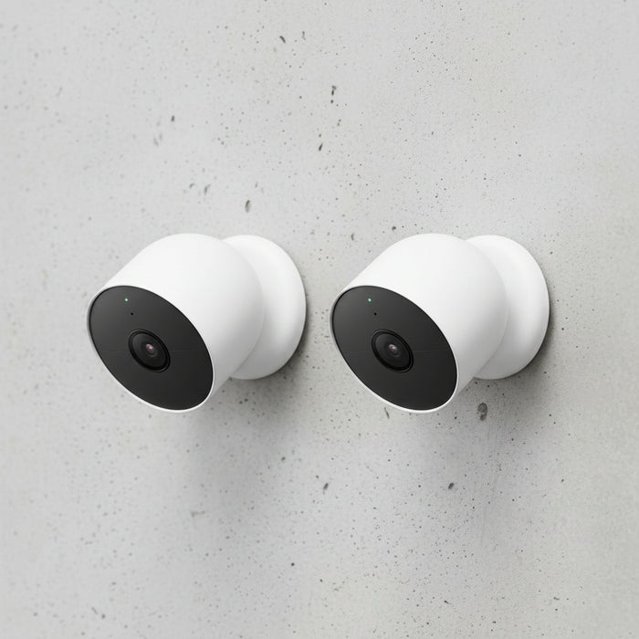Google Nest Cam GA01894-US Indoor and Outdoor Battery Security Camera, 2-Pack, Snow