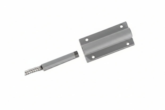 Edwards Signaling 2100 Series Magnapull Heavy-Duty Magnetic Pull-Apart Cord, normally open, 3' stainless steel armored cable lead, gray, surface mounted