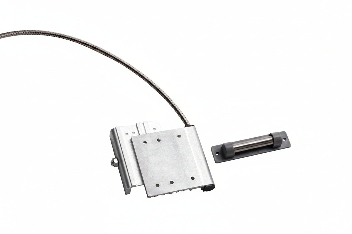 Edwards Signaling 2302 Series Curtain Door Magnetic Contact, IP6, 30V op voltage, 0.25A, 3W/VA, SPDT, track mount 2'SS armored lead, 3" gap.