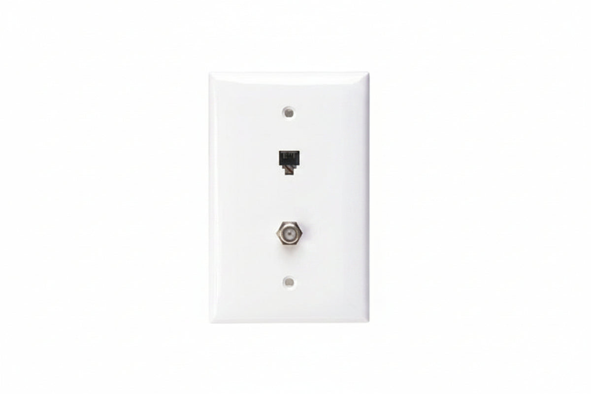 Leviton 40539-CMW Midsize Telephone/Video Wall Jack, 6P4C F, White