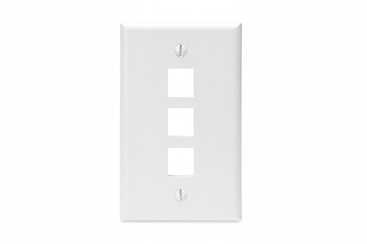 Leviton 41080-3WP Single-Gang QuickPort Wall Plate, 3-Ports, White