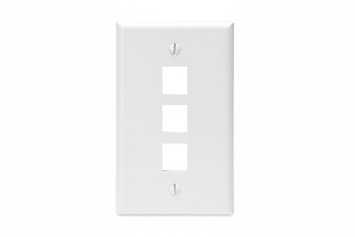 Leviton 41080-3WP Single-Gang QuickPort Wall Plate, 3-Ports, White