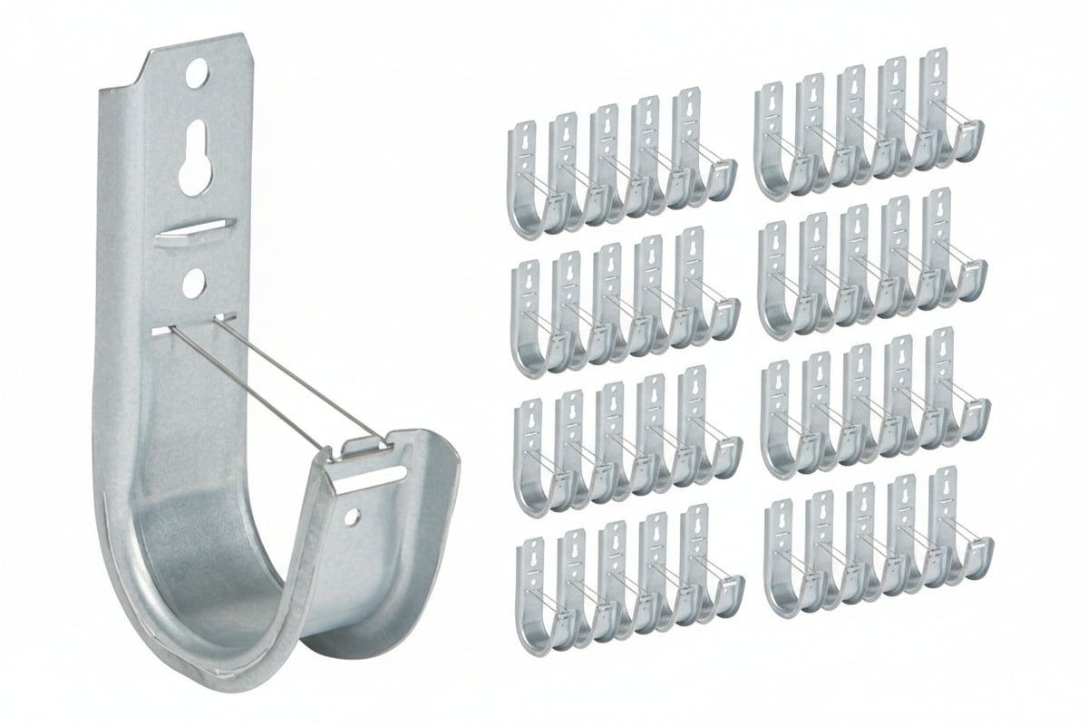 ICC ICCMSJHK44 2" Wall Mount J-Hook for Structured Cabling and Cable Management, Cable Support Hooks with Retainer Clips, Galvanized Steel with Zinc Finish, 25-Pack