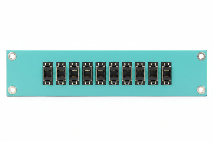 Leviton 5F100-2QL SDX Precision Molded Plate, 50/125um Multimode Laser Optimized OM3/4, Duplex LC, 12 fibers, Zirconia Ceramic Sleeve, Blue