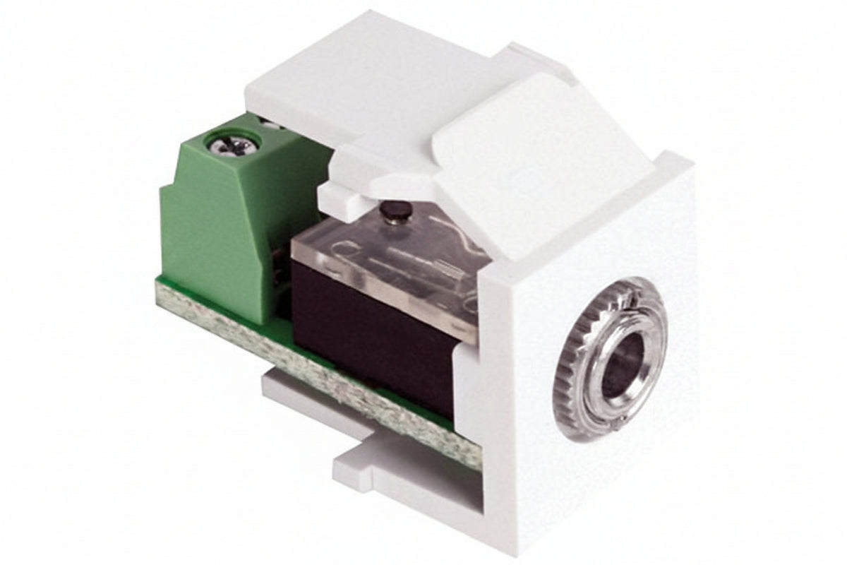 Leviton 40839-SWS 3.5mm Stereo QuickPort Jack, Female to Screw Terminal, White Housing
