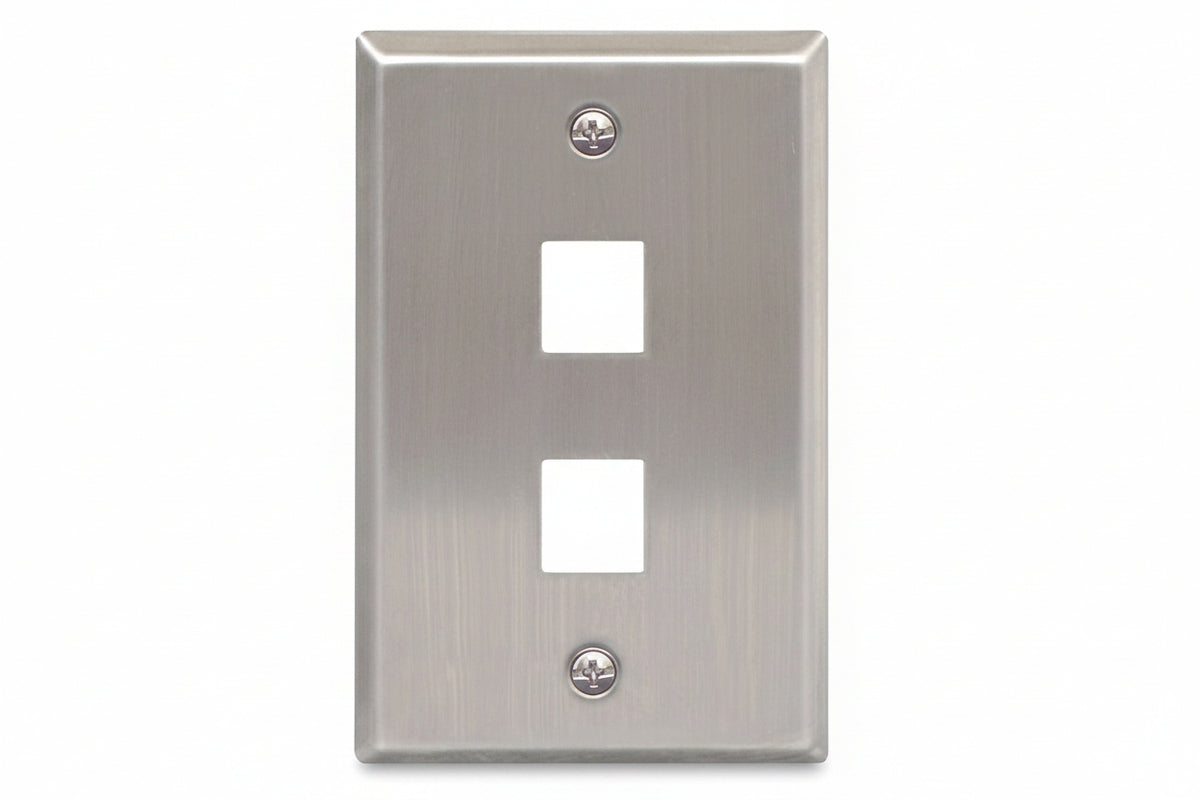 ICC IC107SF2SS Classic Stainless-Steel Faceplate with Ports for EZ/HD Style in Single Gang