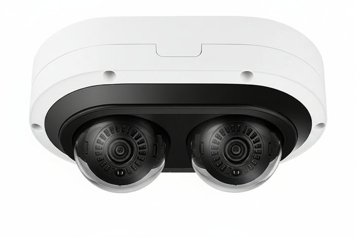Hanwha PNM-12082RVD P Series 6MPx2 Multi-Directional IP Dome Camera, 3.54-6.69mm Motorized Varifocal Lens, Outdoor, Vandal-Rated, IP66, IK10