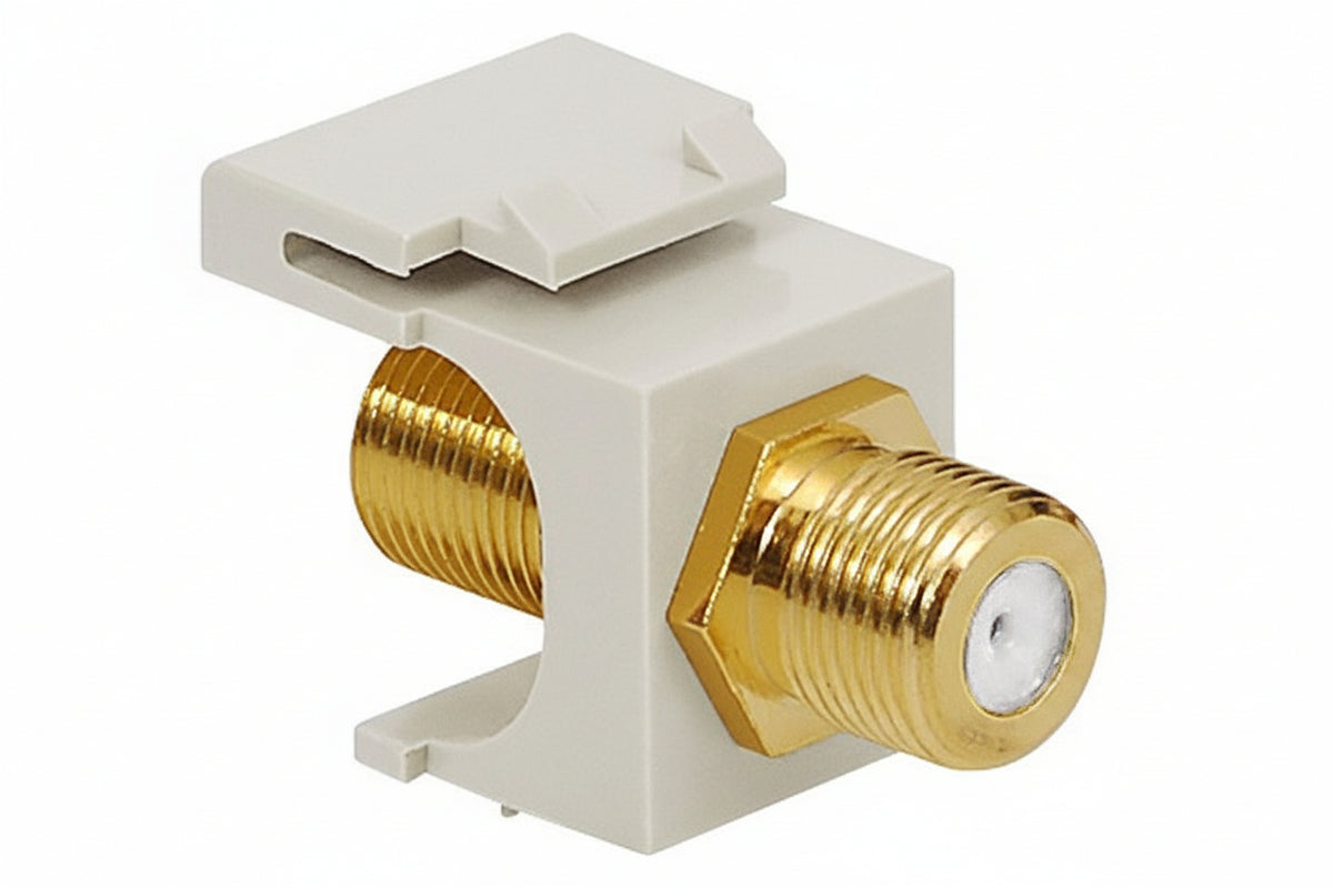 ICC IC107BGCWH 2GHz F-Type Modular Jack, Gold-Plated Connector, HD Style, 25-Pack, White