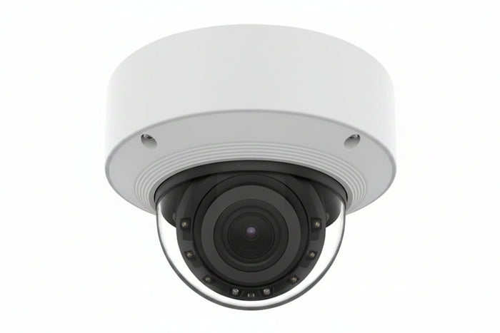Hanwha XNV-A8084R5MP WN9 AI Outdoor Vandal Dome IP Camera, 131.2' (40m) IR Range, 2.8x Zoom Ratio, 3.3-9.3mm Motorized Varifocal Lens