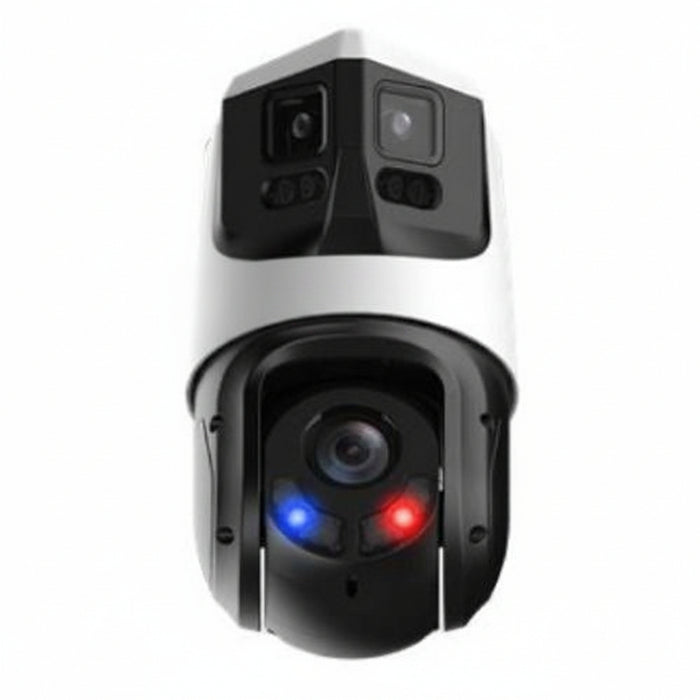 Luminys P54-4DA25 4MP LumiDeterrent + Dual-Stitched Lens IP Camera, 25x Maximum Optical Zoom, 2.8mm Panoramic Lens, 5-125mm PTZ Lens