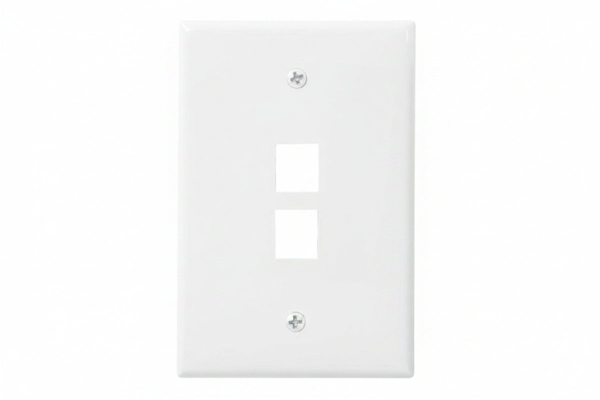 Leviton 41091-2TN Midsize Single-Gang QuickPort Wall Plate, 2-Port, Almond