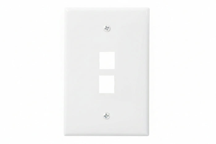 Leviton 41091-2TN Midsize Single-Gang QuickPort Wall Plate, 2-Port, Almond
