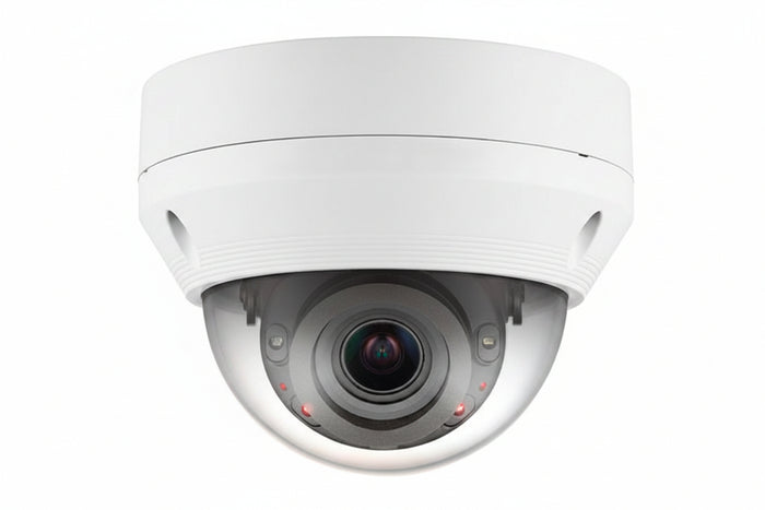 Hanwha QNV-8080R Q-Series 5MP IR Vandal IP Dome Camera, 3.2-10mm Varifocal Lens, White