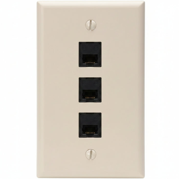 Leviton 41080-3IP Leviton 41080-1AP Quickport 3-Socket Faceplate