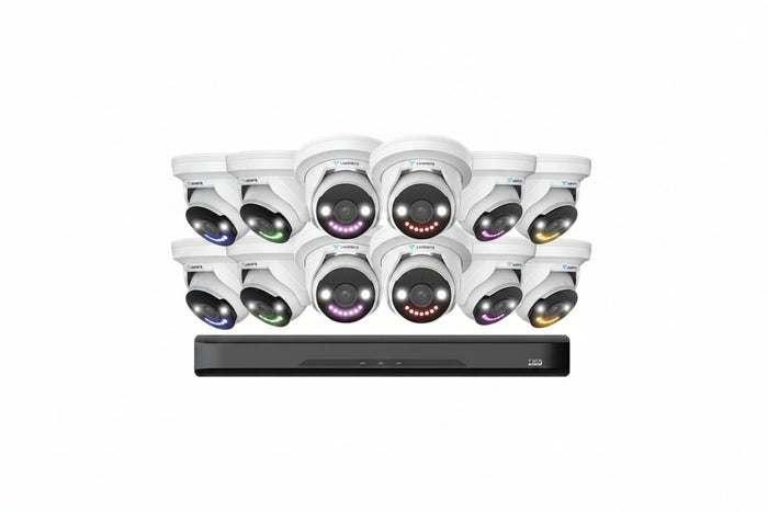 Luminys K8T-16B2A4 LumiLightBand IP Kit, Includes 16-Channel 8MP NVR with Dual SATA and 4TB HDD, (12) 8MP LumiLightBand Turret Camera