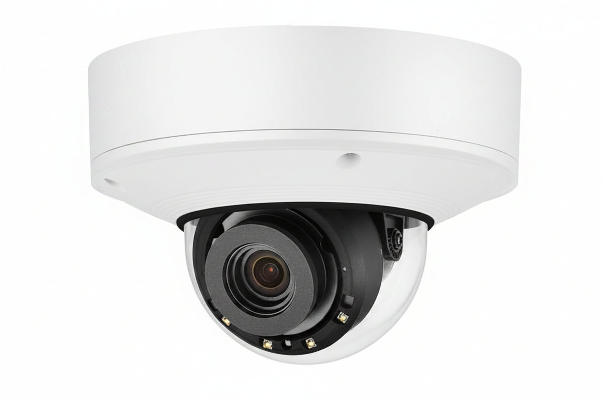 Hanwha XNV-9082R X-Series 8MP Outdoor IR Vandal Dome Camera, 2.8-8.4mm Varifocal Lens, White