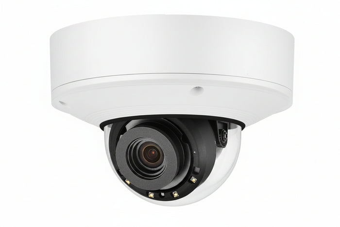 Hanwha XNV-9082R X-Series 8MP Outdoor IR Vandal Dome Camera, 2.8-8.4mm Varifocal Lens, White