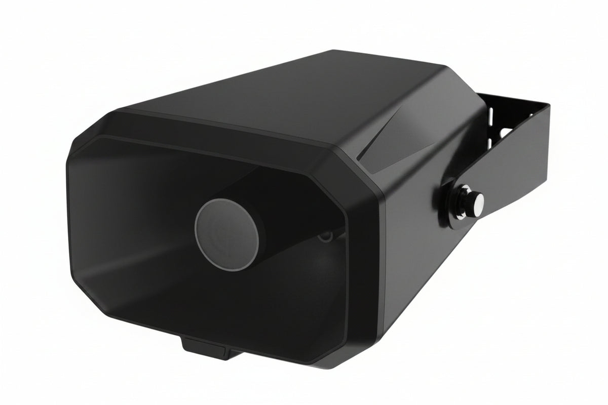 Hanwha SPA-H100B IP Horn Speaker, 100 dB SPL, Black