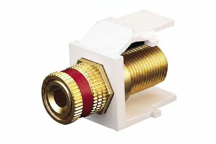 Leviton 40833-BWR Binding Post QuickPort Coupler, Red Stripe, White Housing