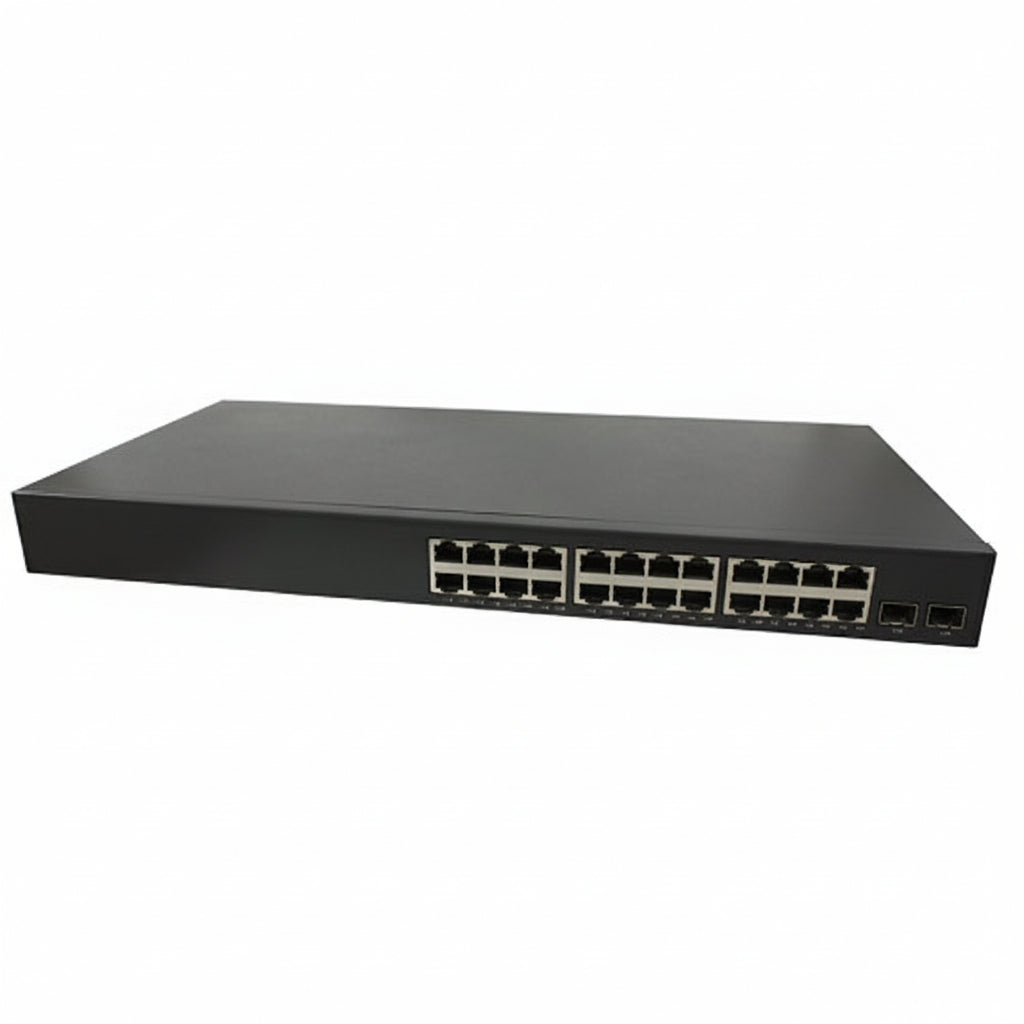 Lantronix SM24TAT2SA Managed Gigabit Ethernet PoE+ Switch (24) 10/100/1000Base-T Ports (2) 100/1000Base-X SFP Slots