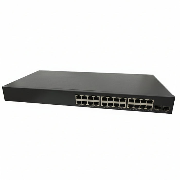 Lantronix SM24TAT2SA Managed Gigabit Ethernet PoE+ Switch (24) 10/100/1000Base-T Ports (2) 100/1000Base-X SFP Slots