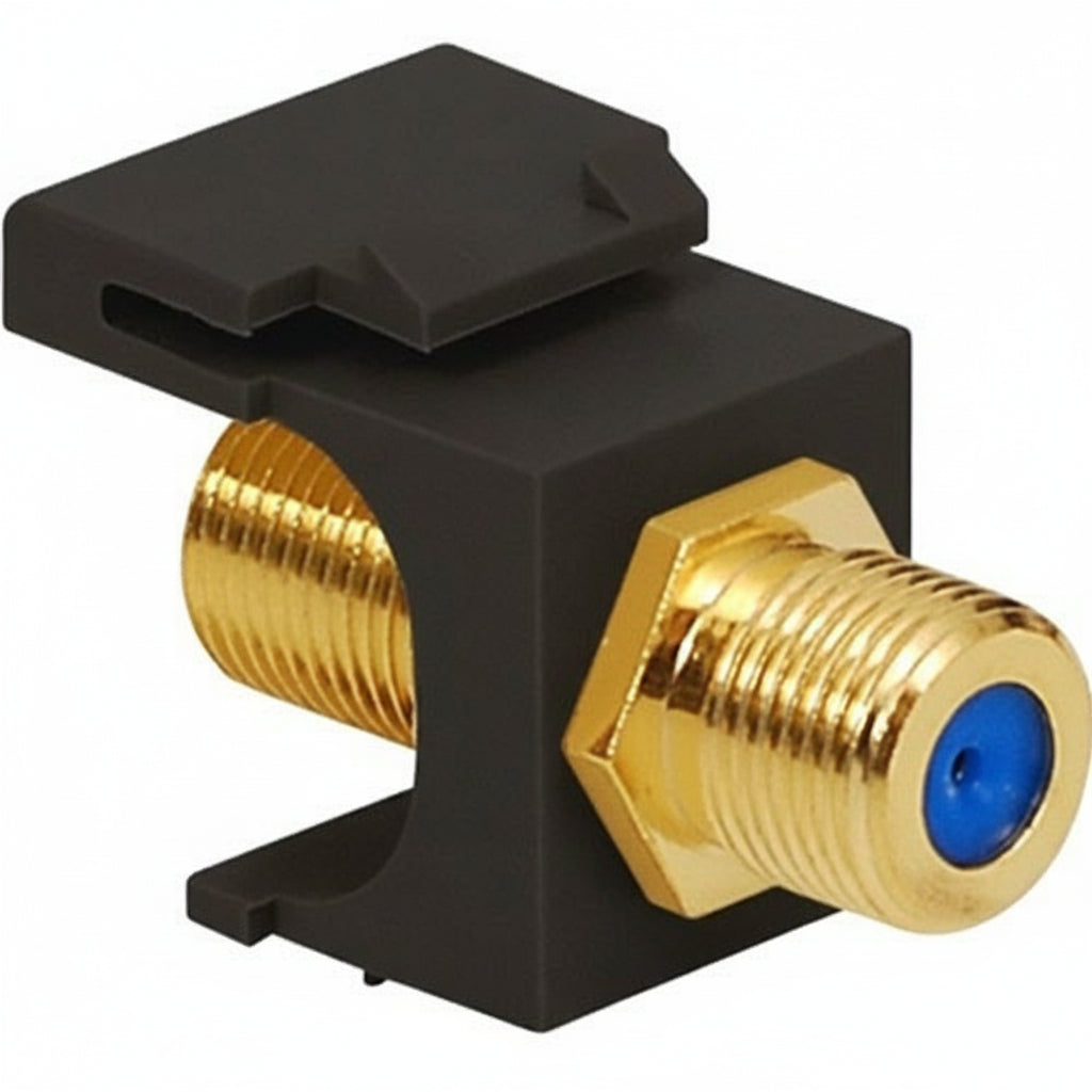 ICC IC107B9GBK GHz F-Type Modular Jack with Gold Plated Connector in HD Style, Black
