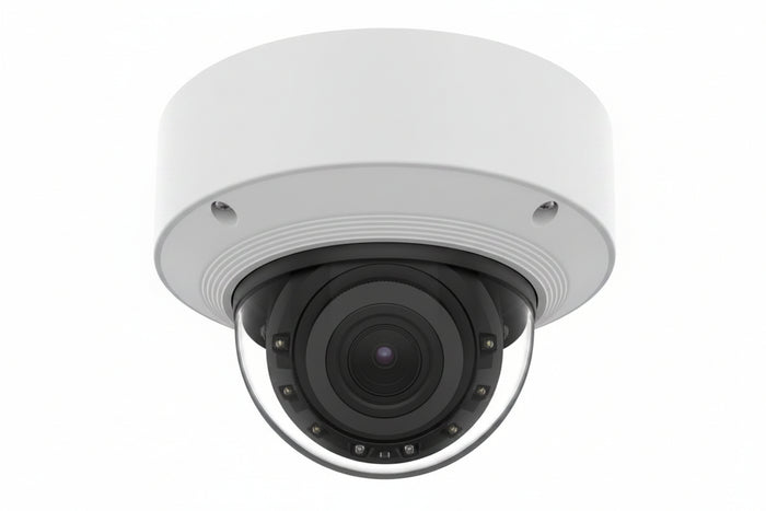 Hanwha XNV-A8084R5MP WN9 AI Outdoor Vandal Dome IP Camera, 131.2' (40m) IR Range, 2.8x Zoom Ratio, 3.3-9.3mm Motorized Varifocal Lens