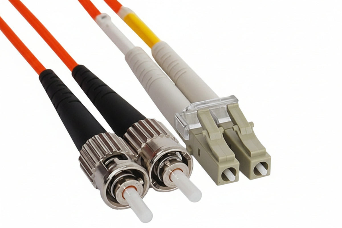 ICC ICFOJ3M301 LC-ST Duplex Multimode 62.5/125 (OM1) Fiber Optic Patch Cable in Orange, 3' (1 m)