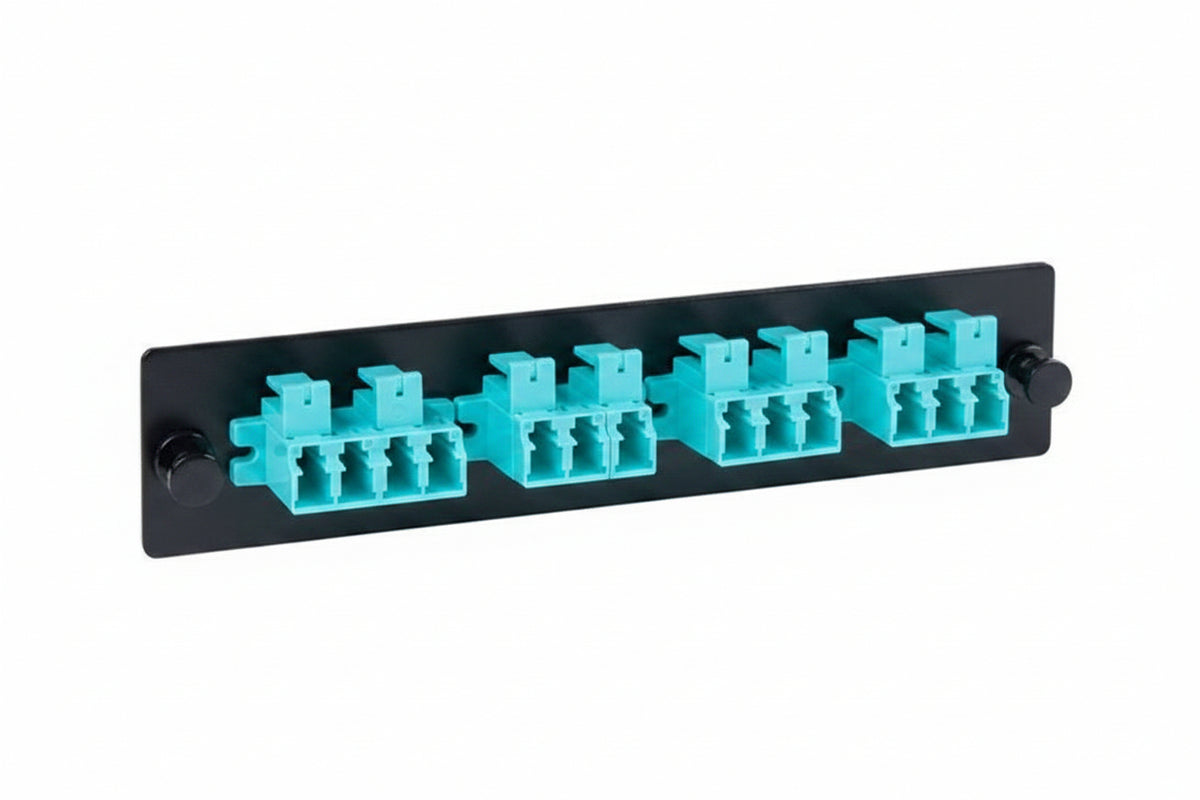 ICC ICFOPL16BG 12-Port Classic LC-LC Fiber-Optic LGX Compatible Adapter Panel with Blue Multimode Adapters