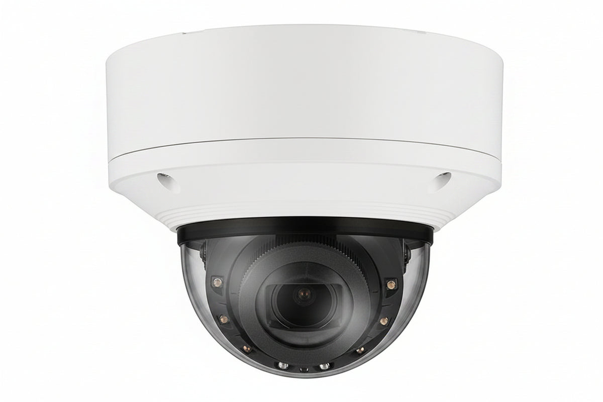 Hanwha XND-6083RV 2MP AI IR Indoor Vandal Dome Camera, 2.8-12mm Motorized Varifocal Lens, IP52, IK10