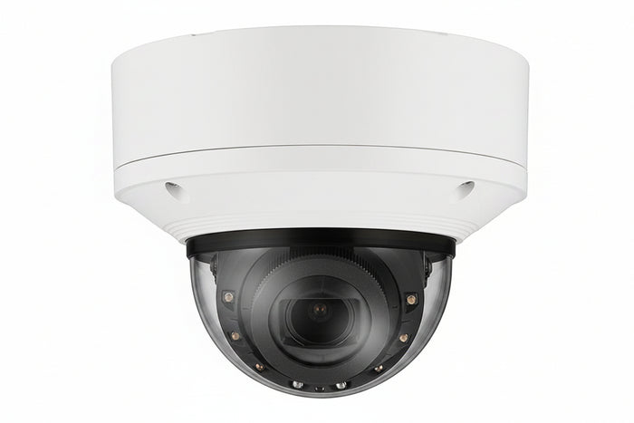 Hanwha XND-6083RV 2MP AI IR Indoor Vandal Dome Camera, 2.8-12mm Motorized Varifocal Lens, IP52, IK10
