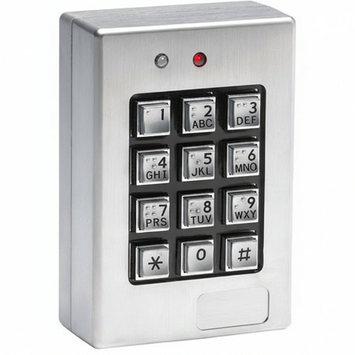 Linear 232SE Indoor/Outdoor Surface-Mount Weather Resistant Access Control Keypad, Sealed Environmental SE Style, Brushed Metal