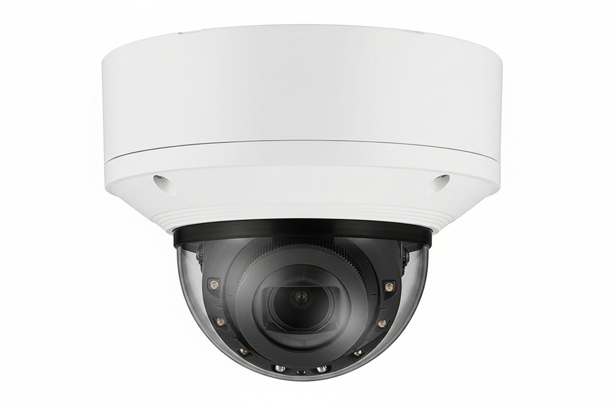 Hanwha XND-C6083RV Series 2MP Indoor IR Vandal Dome Camera, 2.8-12mm Motorized Varifocal Lens, White