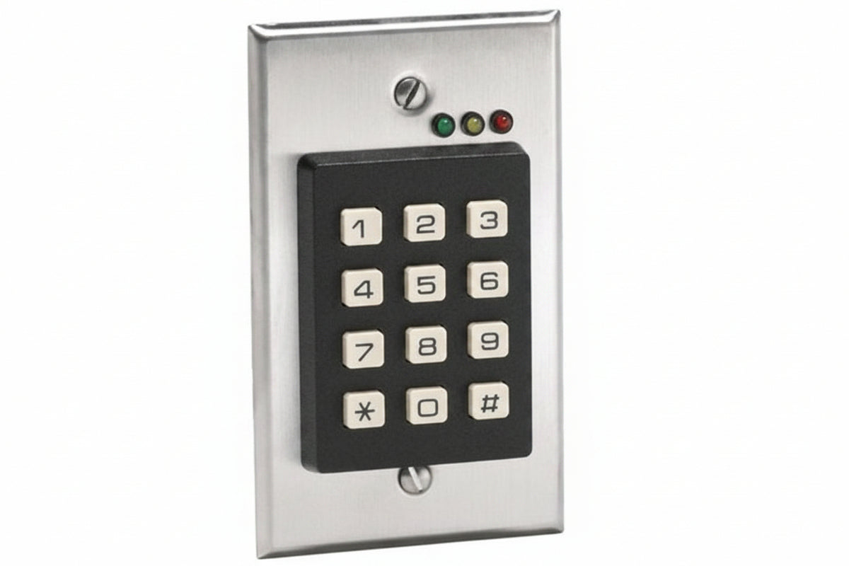Linear 212i Door-Gard Indoor Flush-Mount Single Door Access Control Keypad, 2/24VAC/DC, Satin Stainless Steel