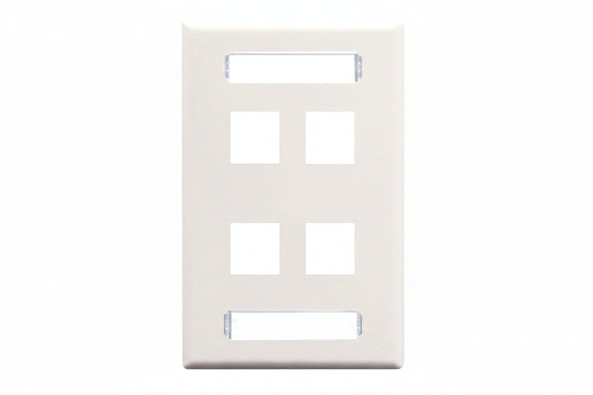 ICC IC107S04WH Single-Gang Station ID Faceplate, Ports, EZ/HD Style, White