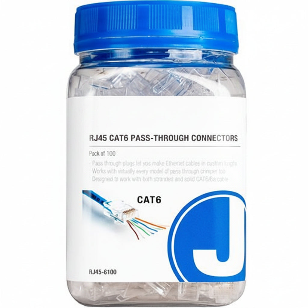 Jonard Tools RJ45-6100 Rj45 CAT6 Pass-Through Connectors, 100-pack