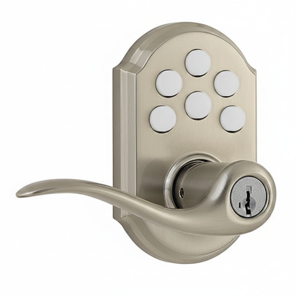 Kwikset 912TNL TRL SmartCode Electronic Tustin Door Lever with Z-Wave Technology, Satin Nickel
