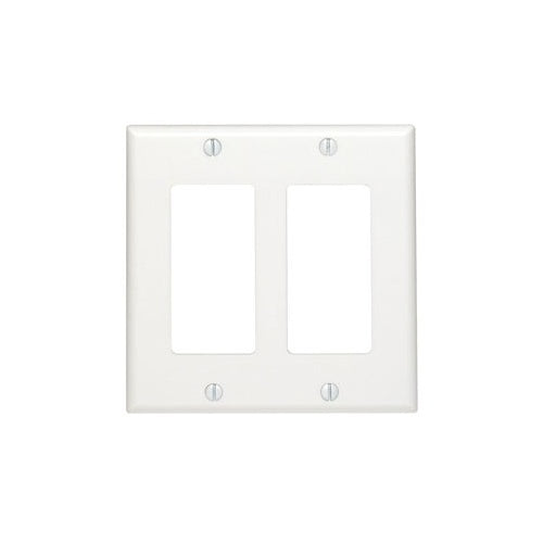 Leviton 80409-NW Decora 2-Gang GFCI Device Wallplate, White