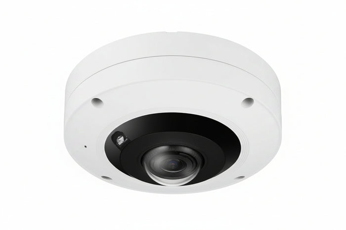 Hanwha XNF-9013RV X-Series 12MP Sensor AI IR 360° Outdoor IP Fisheye Camera, 1.08mm Fixed Lens, White