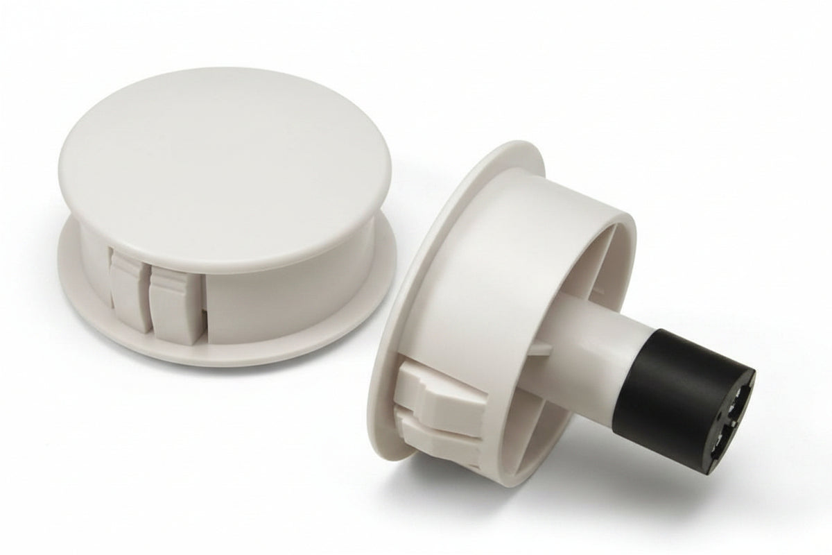 GRI 8080RS-T-W 3/4" Recessed Stubby Steel Door Switch Set with Terminals, 5/8" Gap, 10W, 200VDC, 0.50A, Closed, N/O, A, White