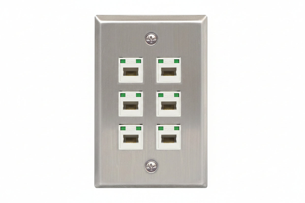 ICC IC107SF6SS Classic Stainless-Steel Faceplate with Ports for EZ HD Style in Single Gang
