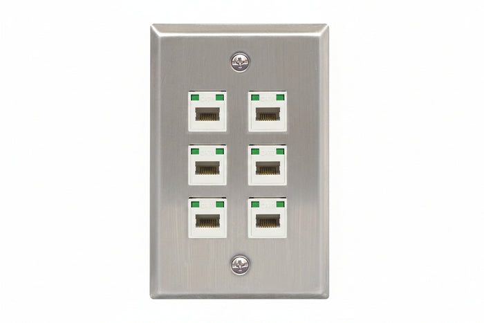 ICC IC107SF6SS Classic Stainless-Steel Faceplate with Ports for EZ HD Style in Single Gang