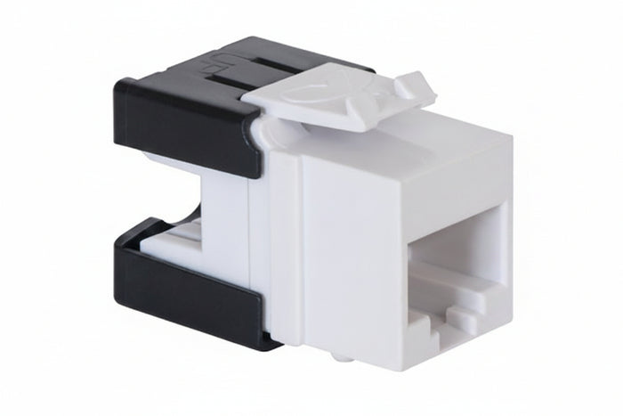ICC IC1078GAWH CAT6A Keystone Jack with Slim Profile 180-Degree Punch Down, 10Gbps RJ45 UL Listed PoE++ TAA Compliant for Wall Plate / Patch Panel, White