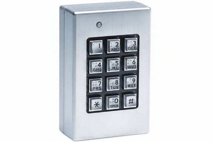 Linear 212SE Indoor/Outdoor Surface-Mount Weather Resistant Keypad, Brushed Metal