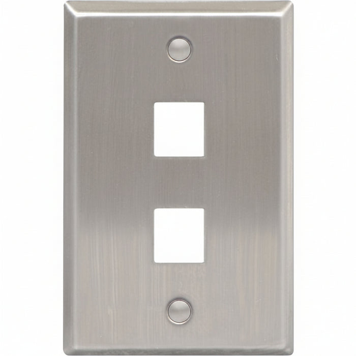 ICC IC107SF2SS Classic Stainless-Steel Faceplate with Ports for EZ/HD Style in Single Gang