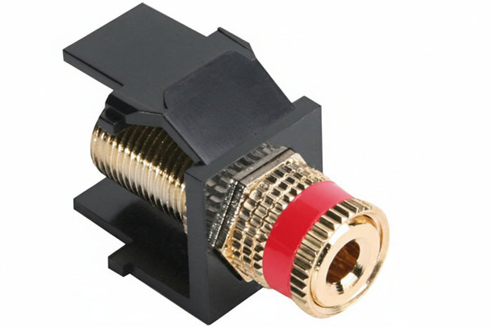 Leviton 40833-BER Binding Post QuickPort Coupler, Red Stripe, Black Housing