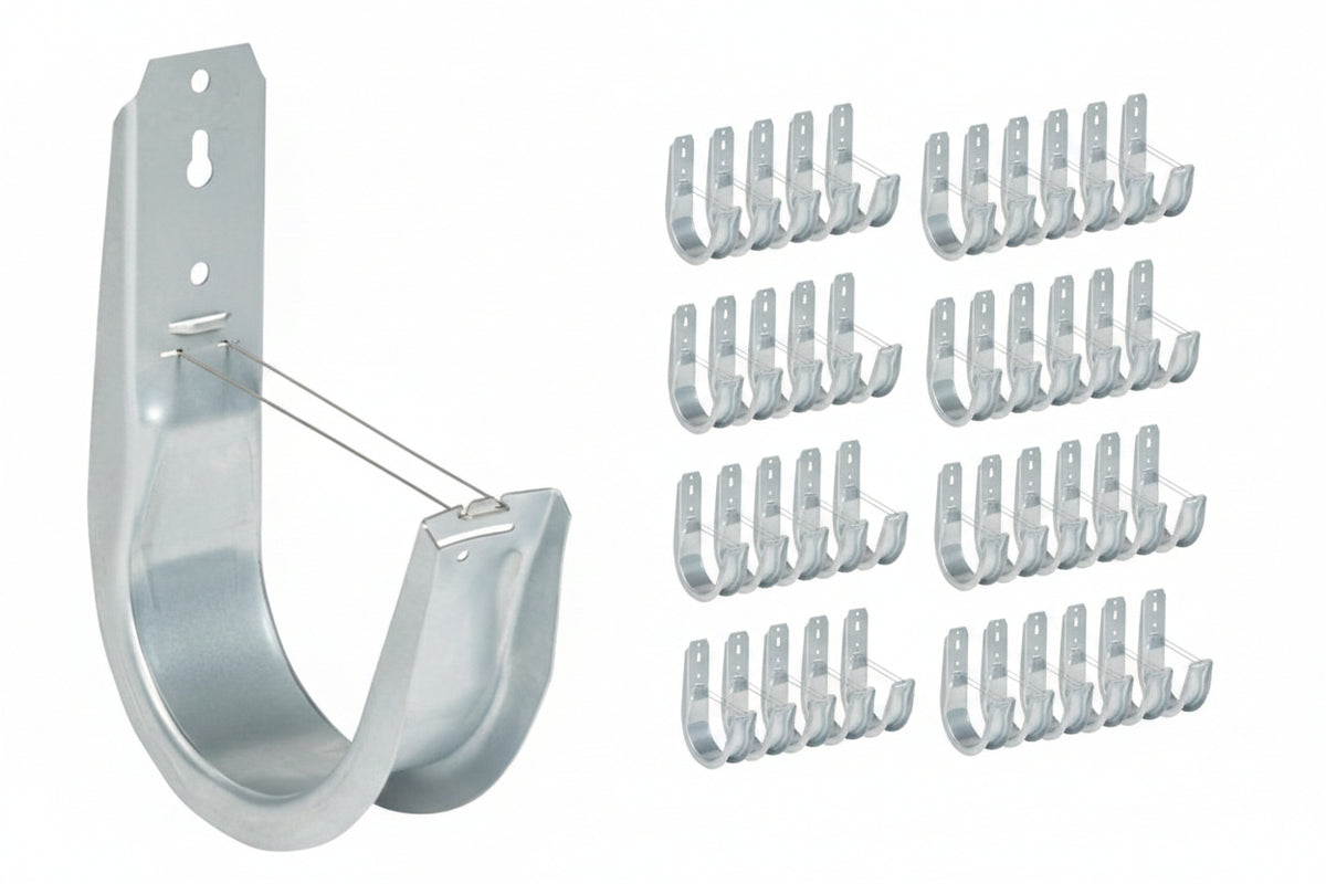 ICC ICCMSJHK55 4" Wall Mount J-Hook for Structured Cabling and Cable Management, Cable Support Hooks with Retainer Clips, Galvanized Steel with Zinc, 25-Pack