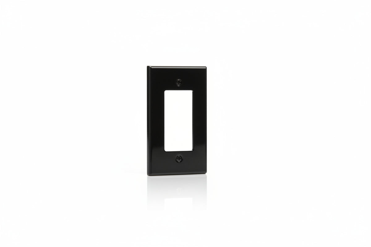 Leviton 80301-SE Decora Plus 1-Gang Screwless Polycarbonate Wallplate, Black