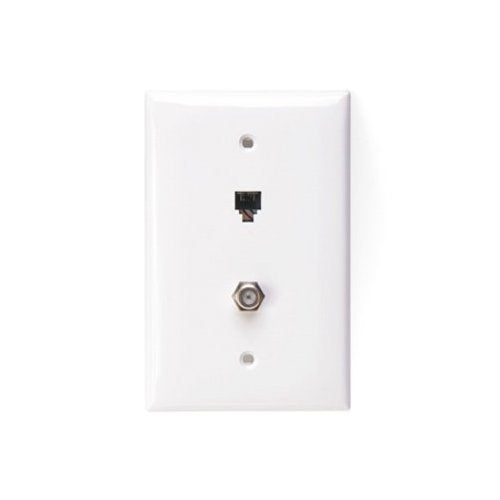 Leviton 40539-CMW Midsize Telephone/Video Wall Jack, 6P4C F, White